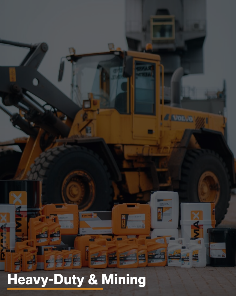 Heavy-Duty MIning Equipment with Rymax products packed out in fromnt of it 